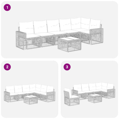 Gartensofa-set 7 stk. Schwarz und Cremeweiß Poly-Rattan