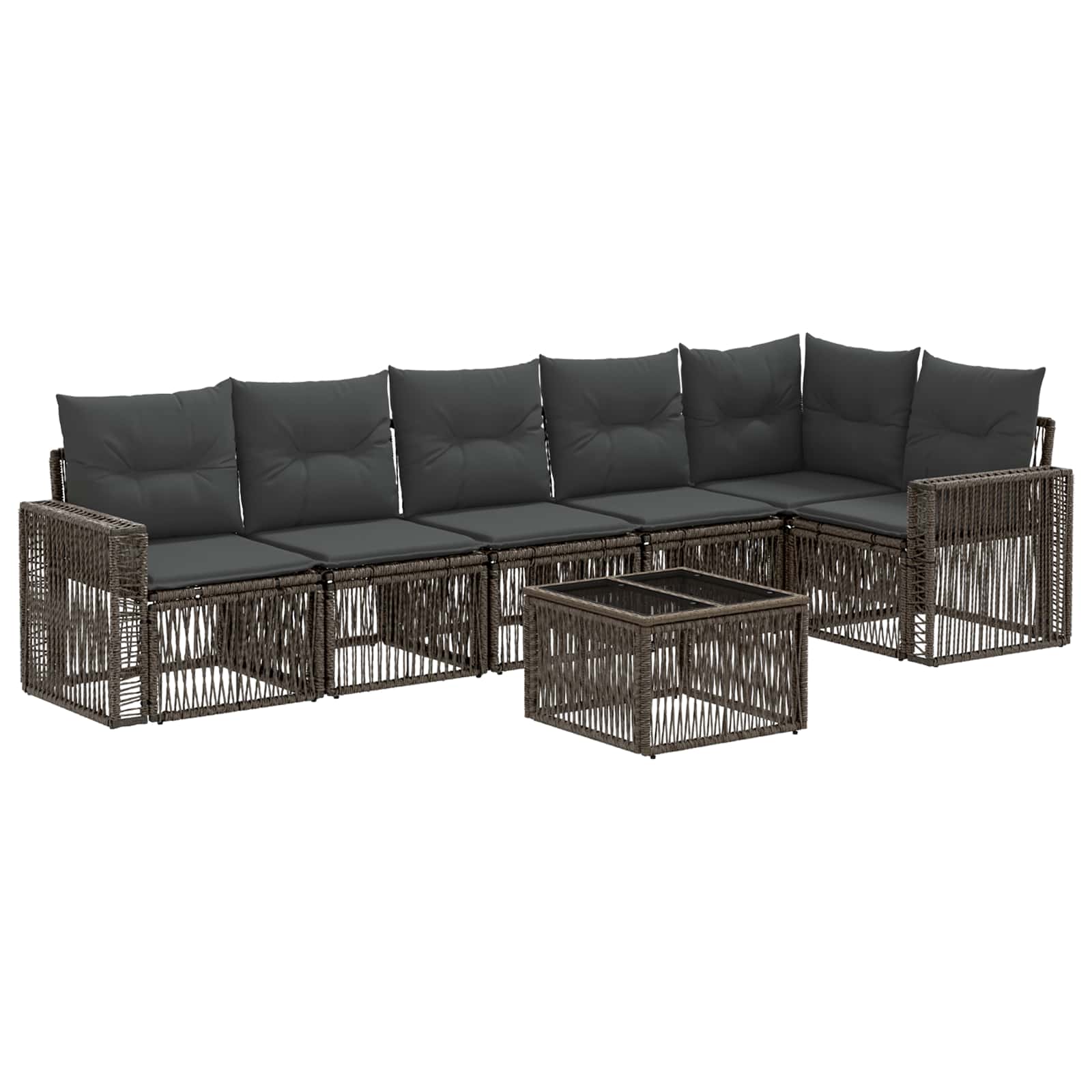 Gartensofa-set 7 stk. Grau und Dunkelgrau Poly-Rattan