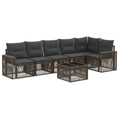 Gartensofa-set 7 stk. Grau und Dunkelgrau Poly-Rattan