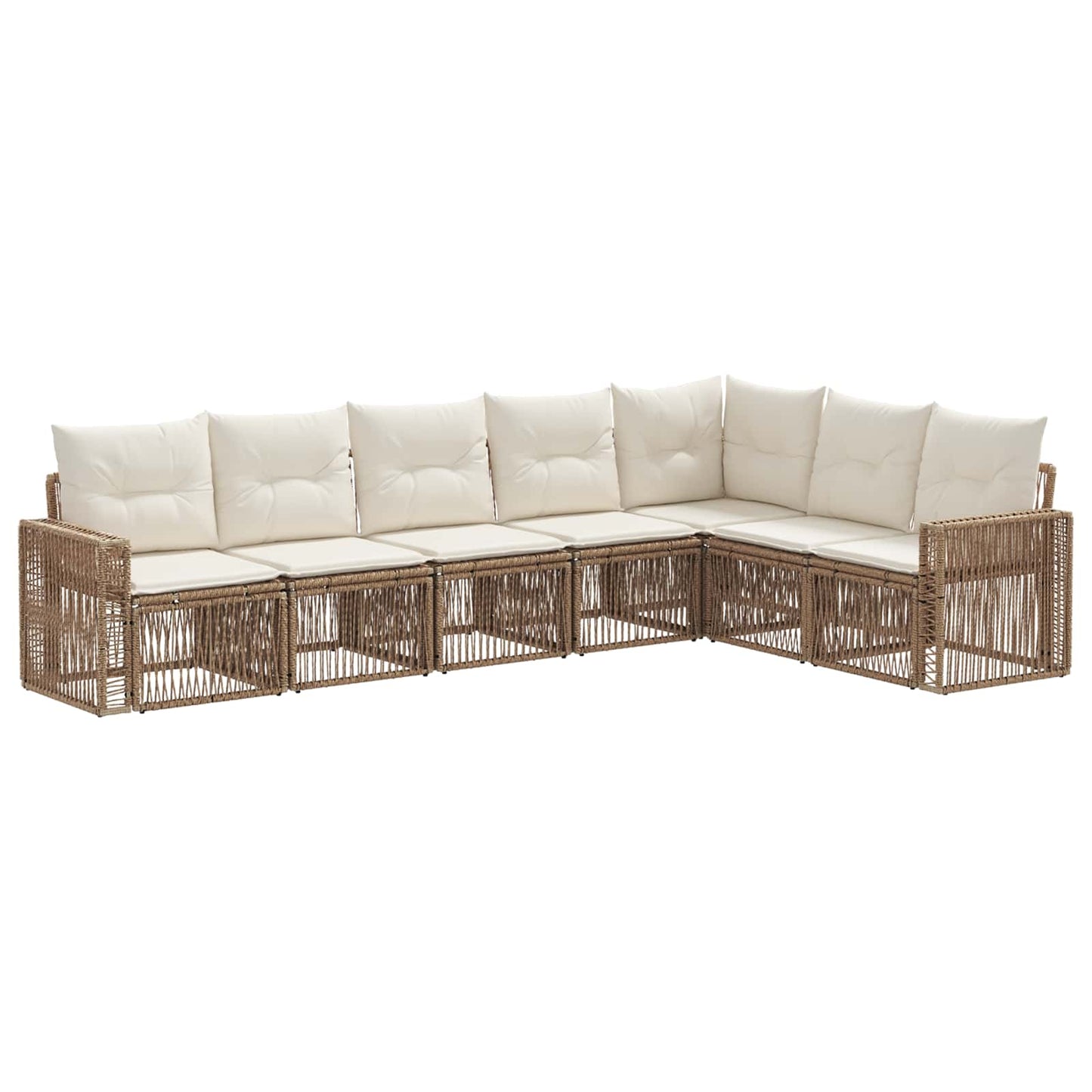 Gartensofa-set 7 pcs Beige und Cremeweiß Poly-Rattan