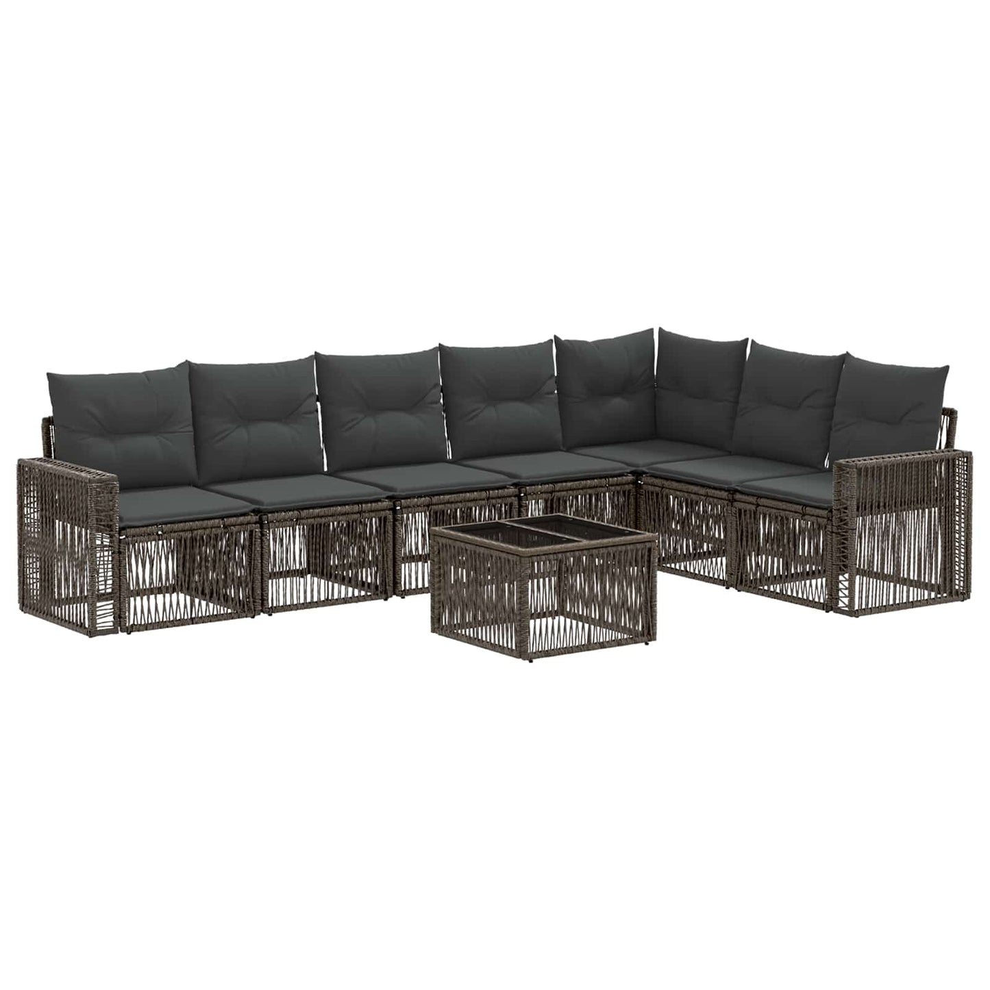 Gartensofa-set 8 stk. Grau und Dunkelgrau Poly-Rattan