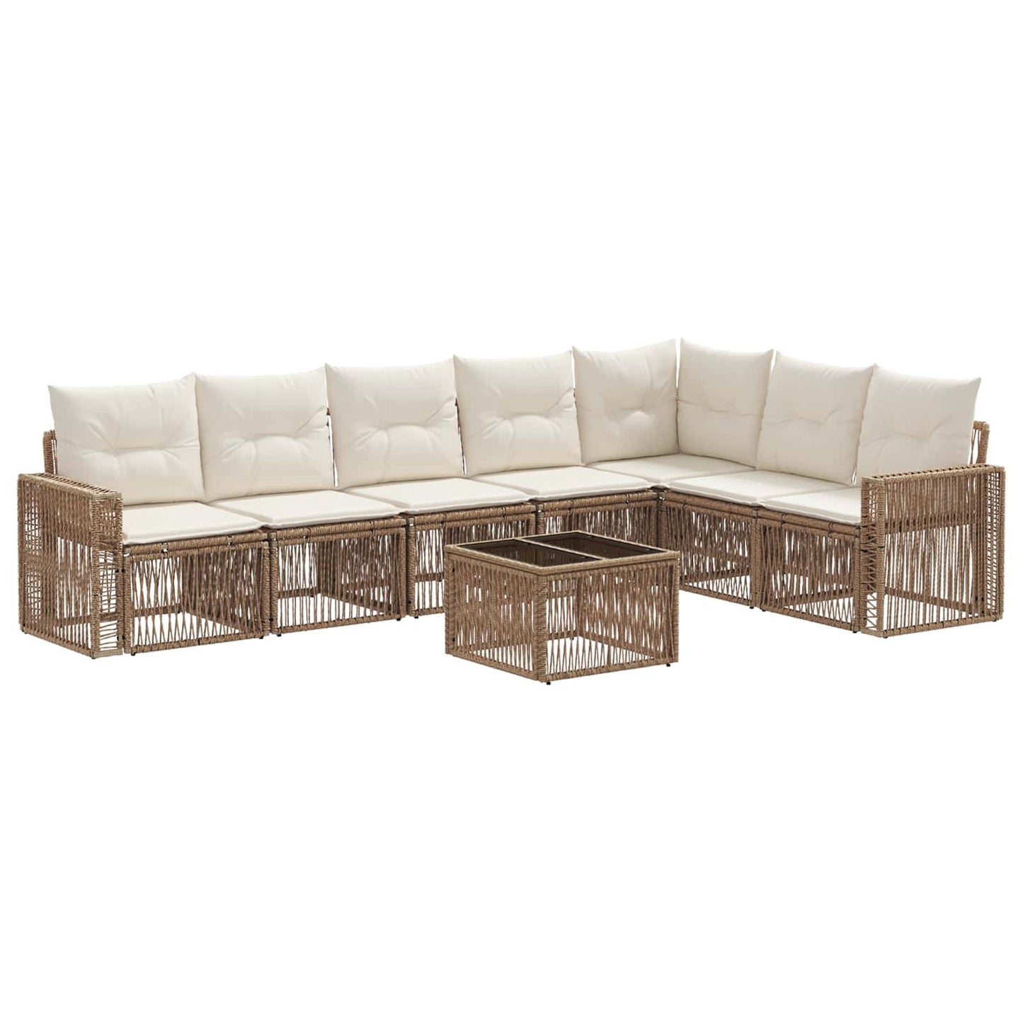 Gartensofa-set 8 pcs Beige und Cremeweiß Poly-Rattan