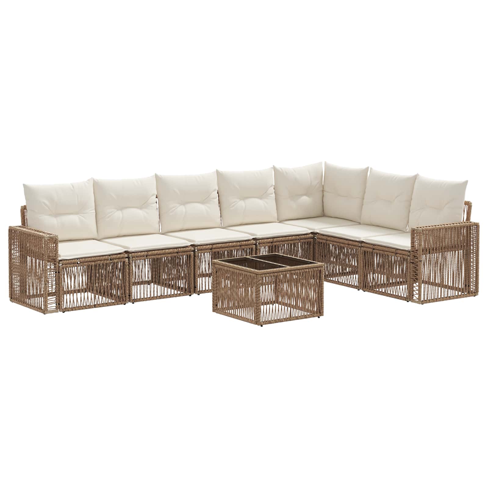 Gartensofa-set 8 pcs Beige und Cremeweiß Poly-Rattan
