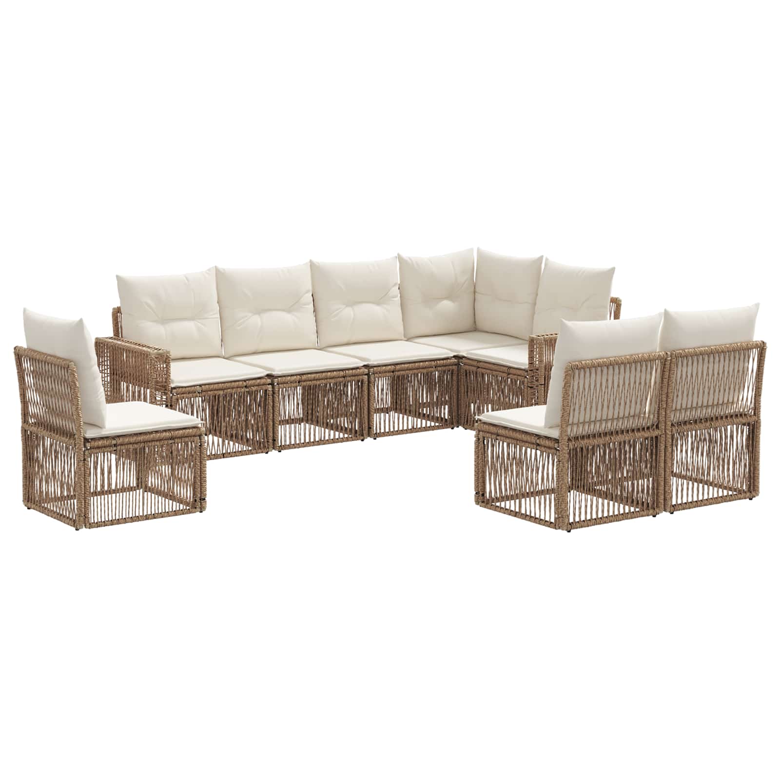 Gartensofa-set 8 pcs Beige und Cremeweiß Poly-Rattan
