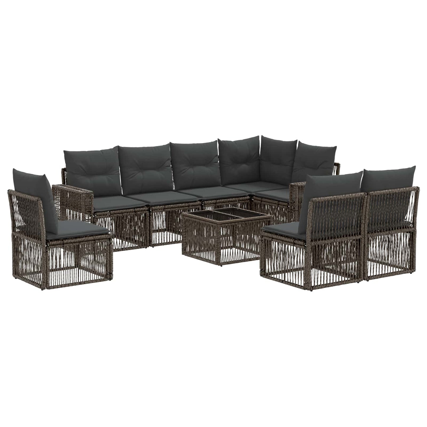 Gartensofa-set 9 stk. Grau und Dunkelgrau Poly-Rattan
