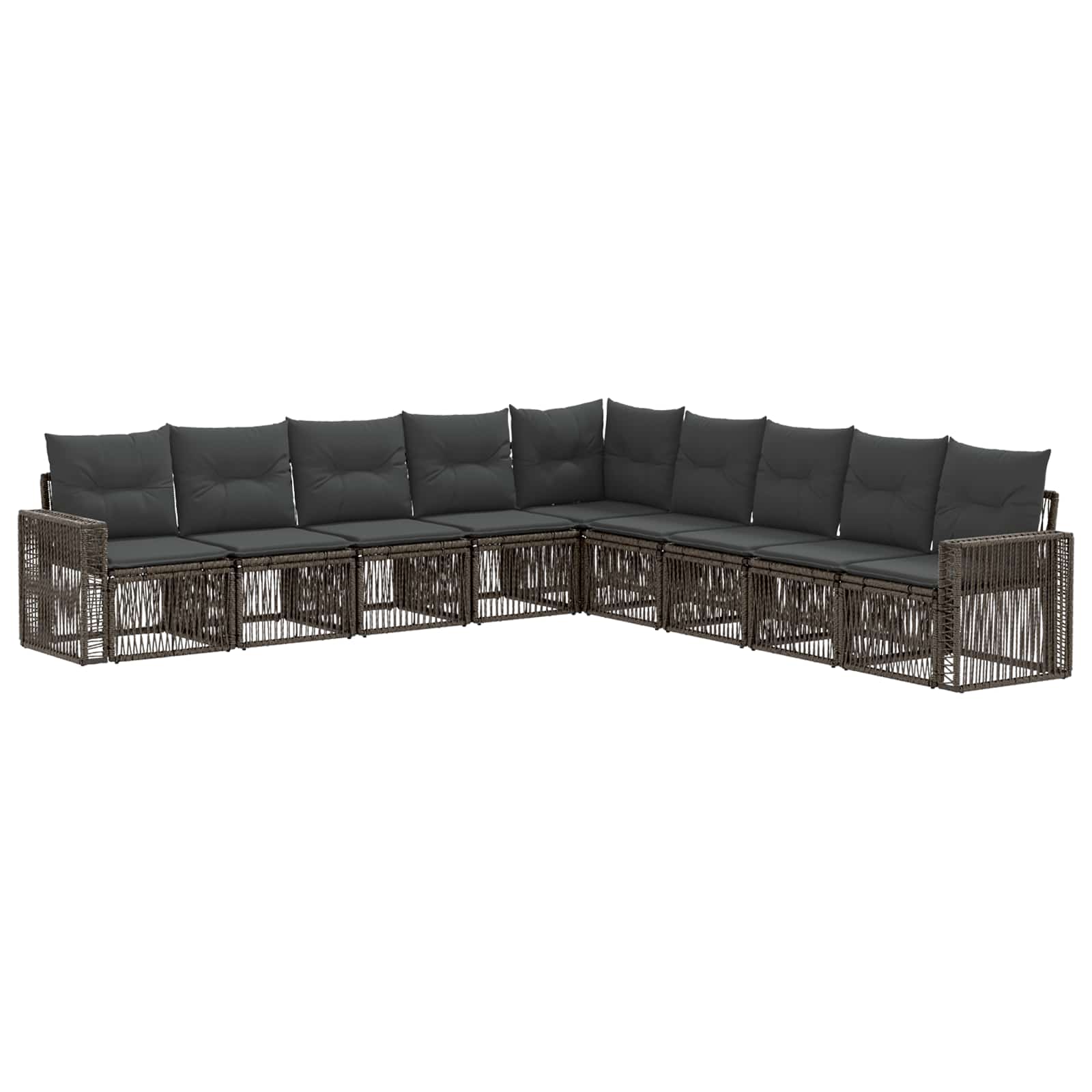 Gartensofa-set 9 pcs Grau und Dunkelgrau Poly-Rattan
