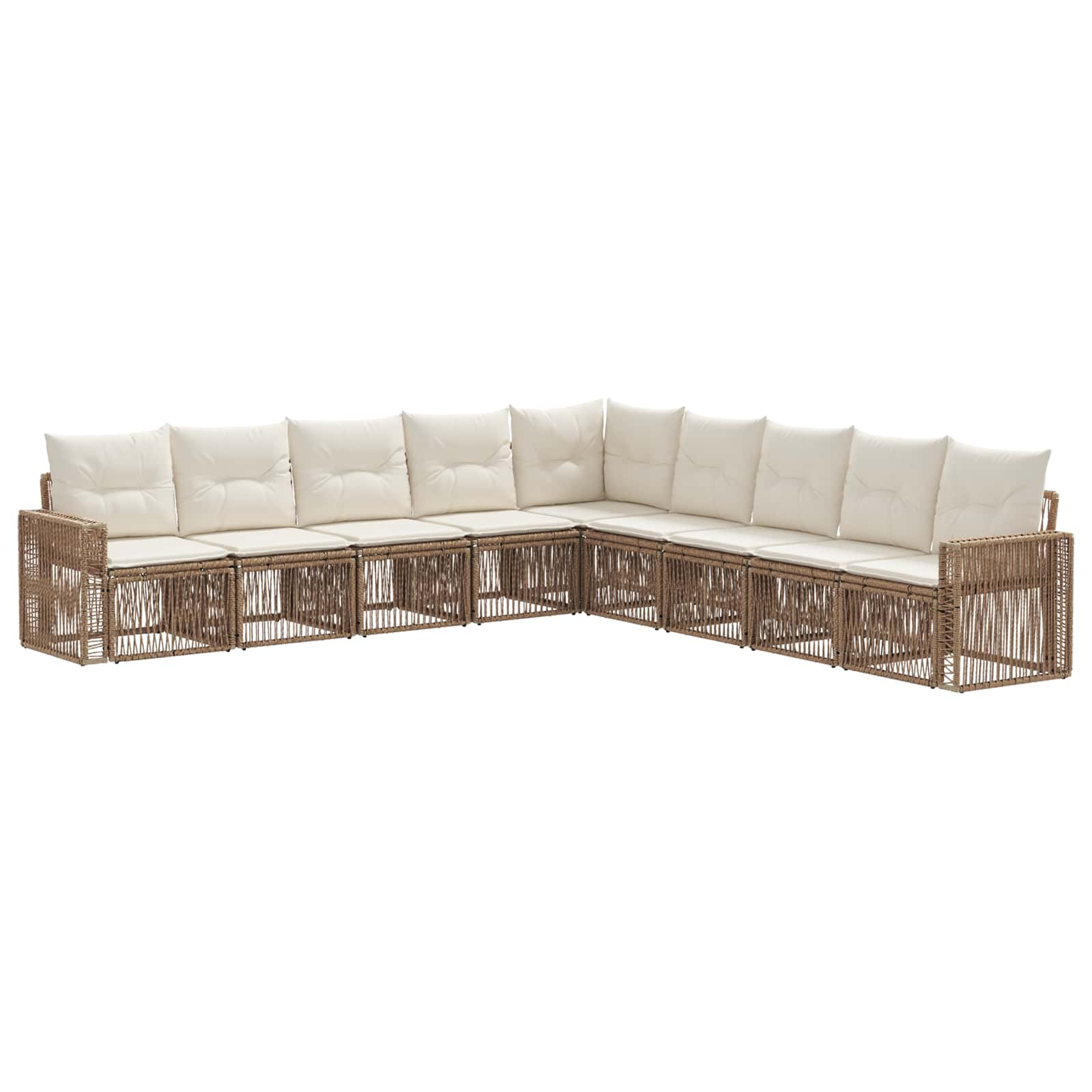 Gartensofa-set 9 pcs Beige und Cremeweiß Poly-Rattan