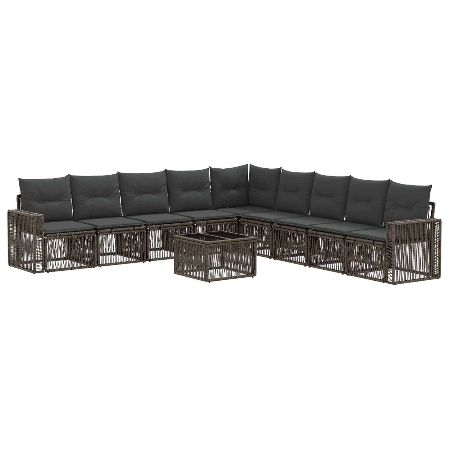 Gartensofa-set 10 stk. Grau und Dunkelgrau Poly-Rattan