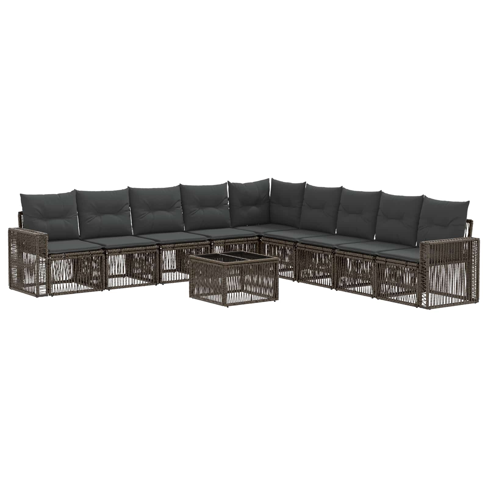 Gartensofa-set 10 stk. Grau und Dunkelgrau Poly-Rattan