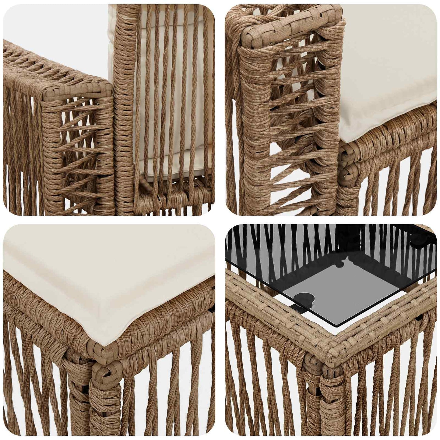 Gartensofa-set 10 pcs Beige und Cremeweiß Poly-Rattan
