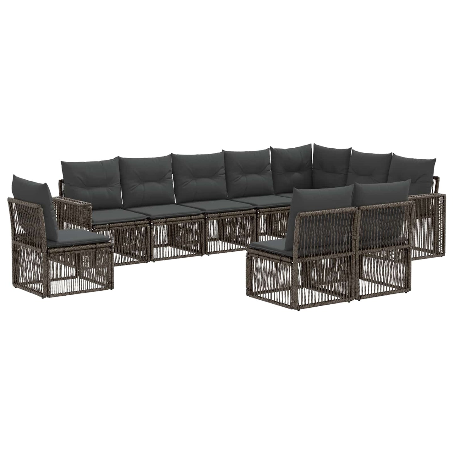 Gartensofa-set 10 pcs Grau und Dunkelgrau Poly-Rattan