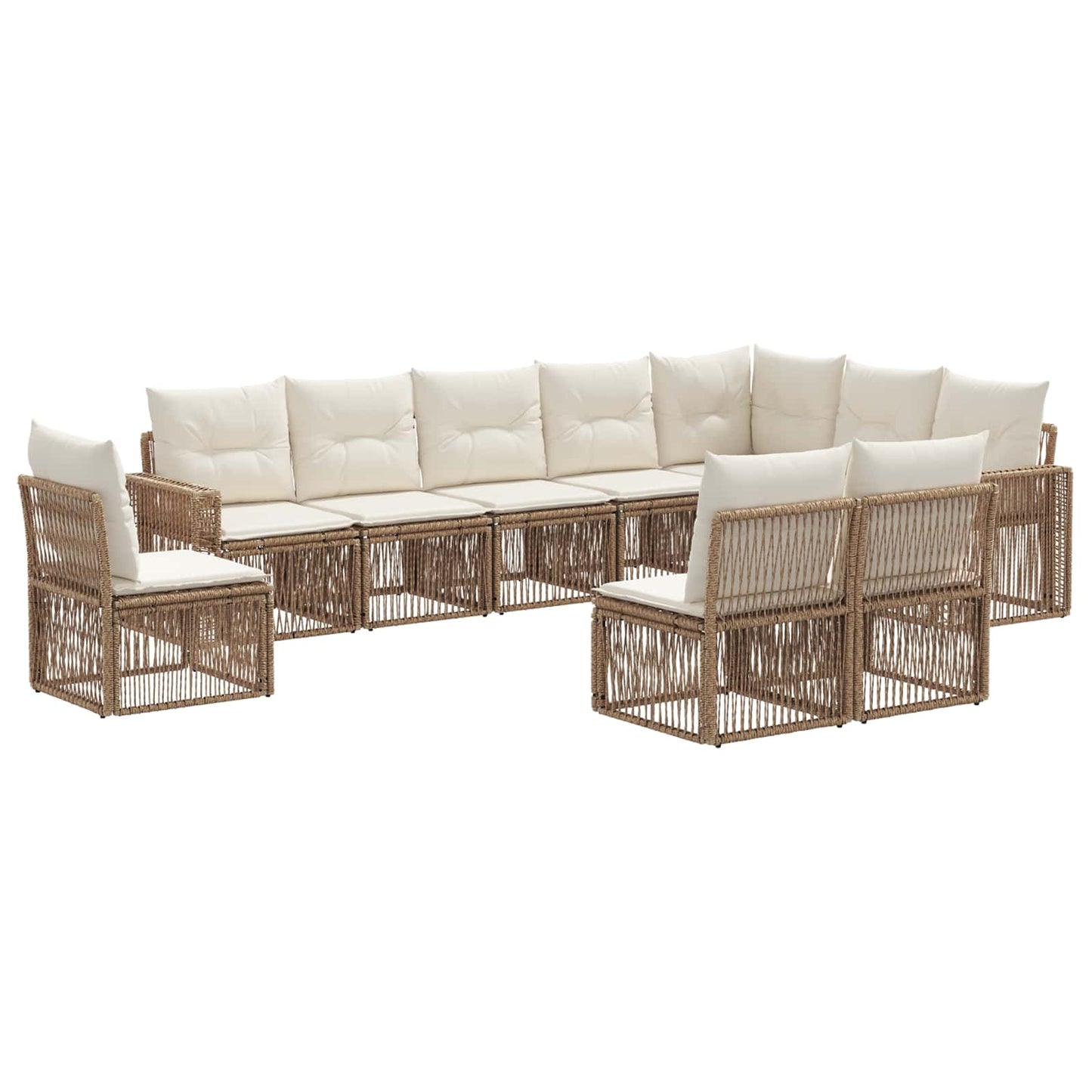 Gartensofa-set 10 pcs Beige und Cremeweiß Poly-Rattan