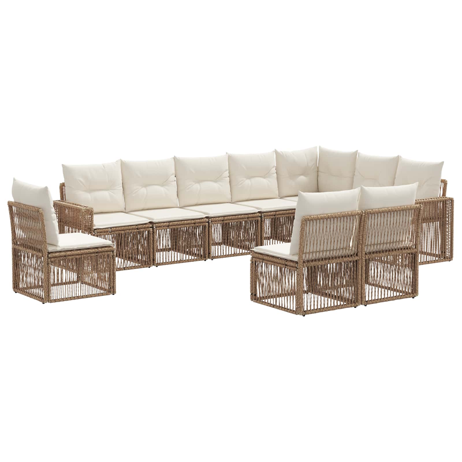 Gartensofa-set 10 pcs Beige und Cremeweiß Poly-Rattan