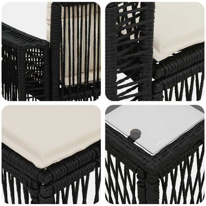 Gartensofa-set 11 stk. Schwarz und Cremeweiß Poly-Rattan