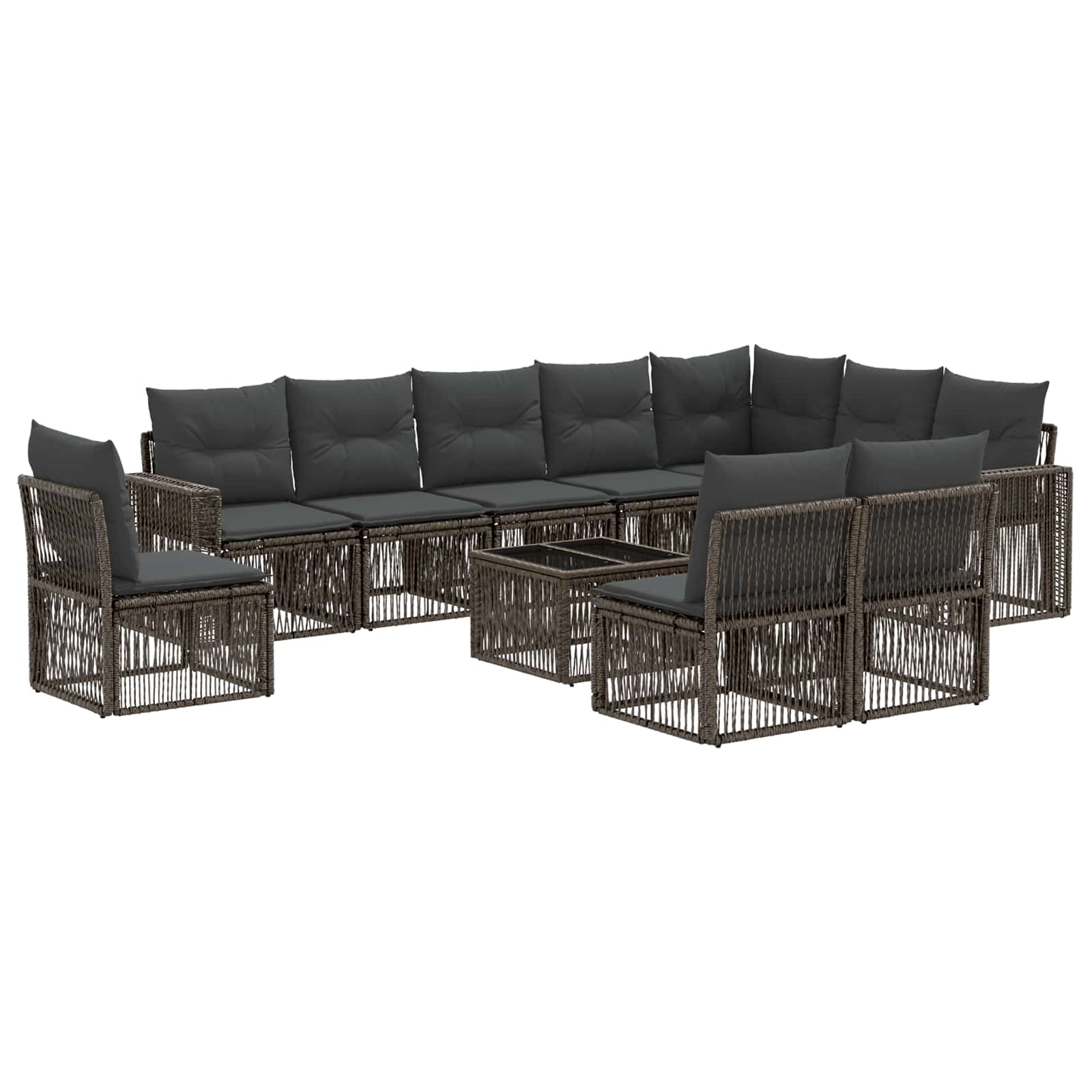 Gartensofa-set 11 stk. Grau und Dunkelgrau Poly-Rattan