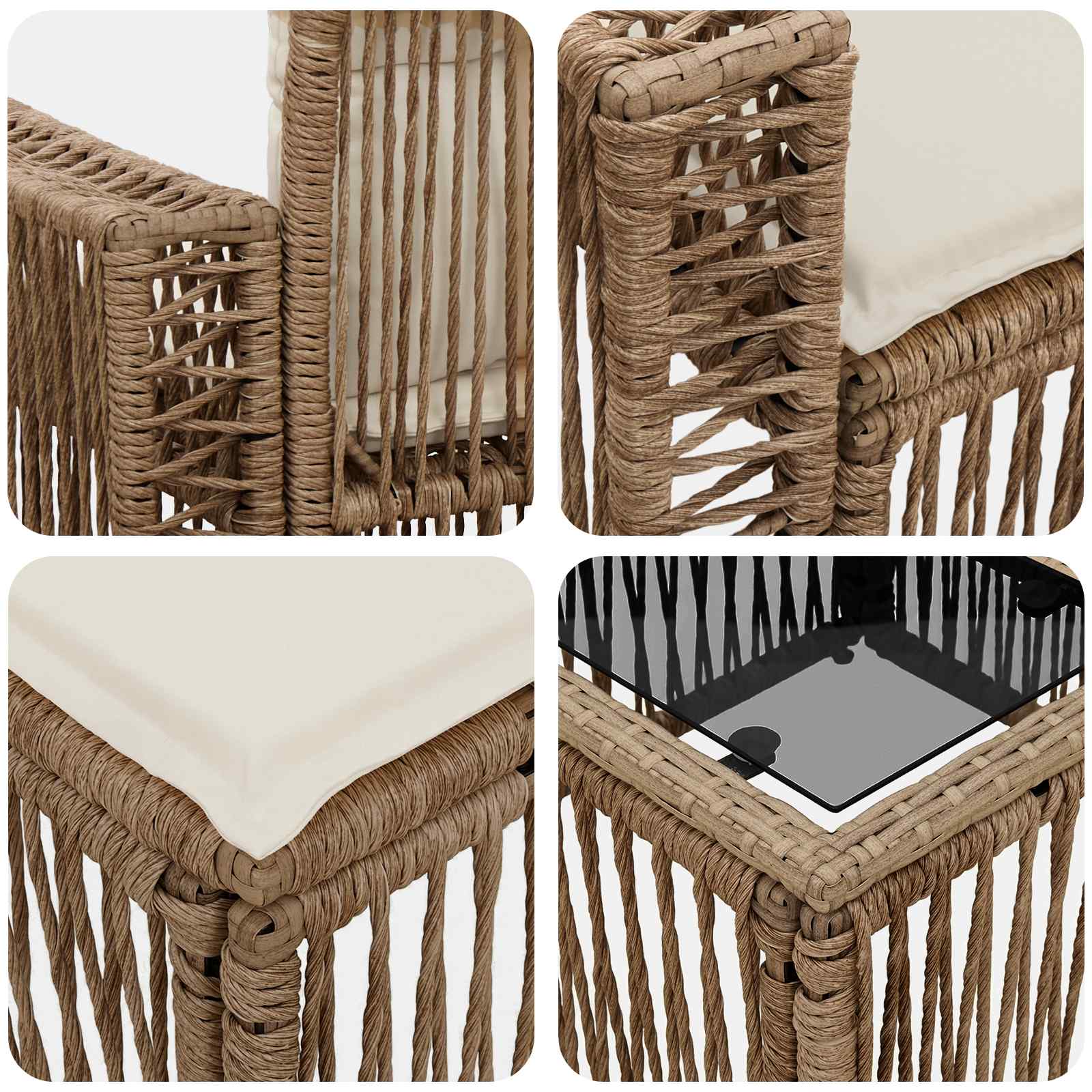 Gartensofa-set 11 pcs Beige und Cremeweiß Poly-Rattan