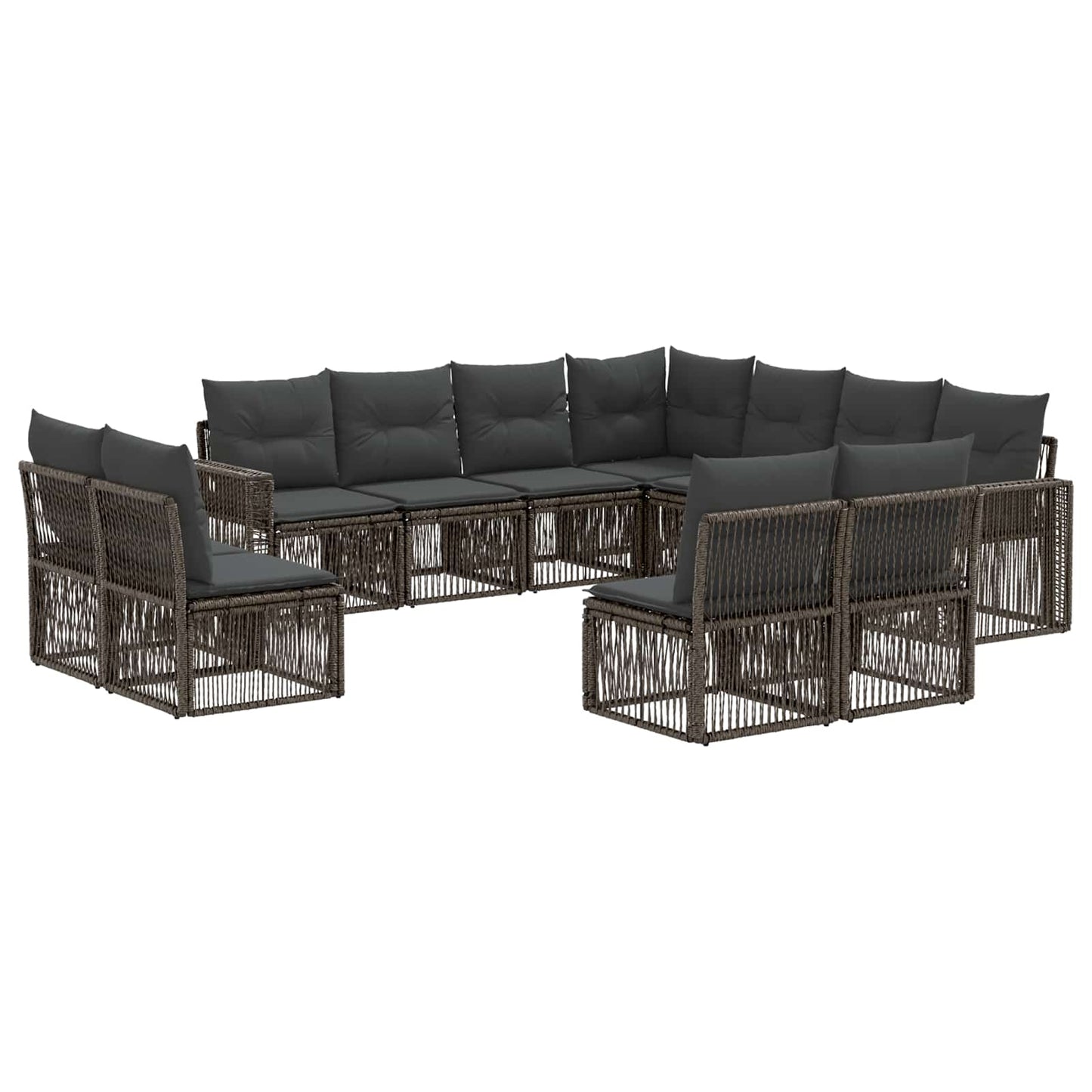 Gartensofa-set 11 stk. Grau und Dunkelgrau Poly-Rattan
