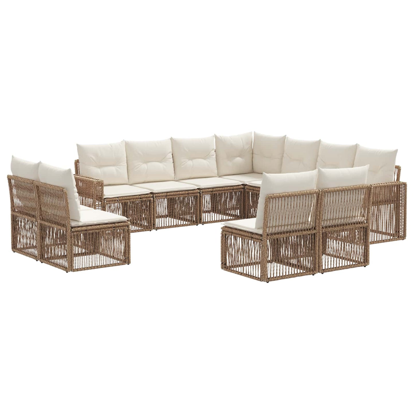 Gartensofa-set 11 pcs Beige und Cremeweiß Poly-Rattan