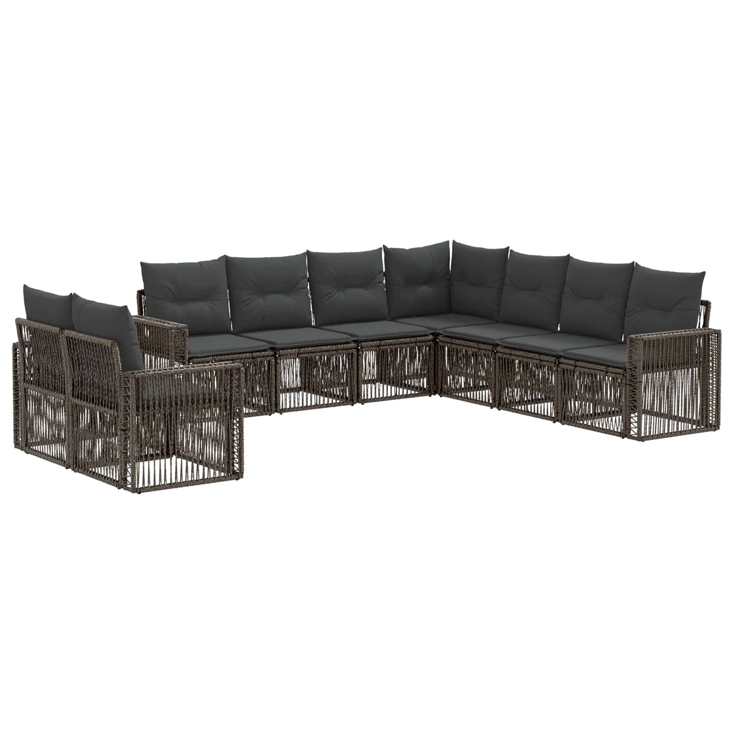 Gartensofa-set 9 pcs Grau und Dunkelgrau Poly-Rattan