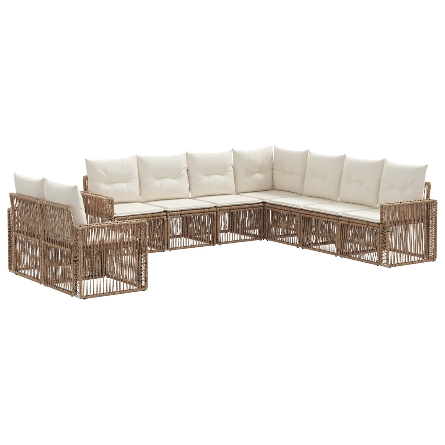Gartensofa-set 9 pcs Beige und Cremeweiß Poly-Rattan