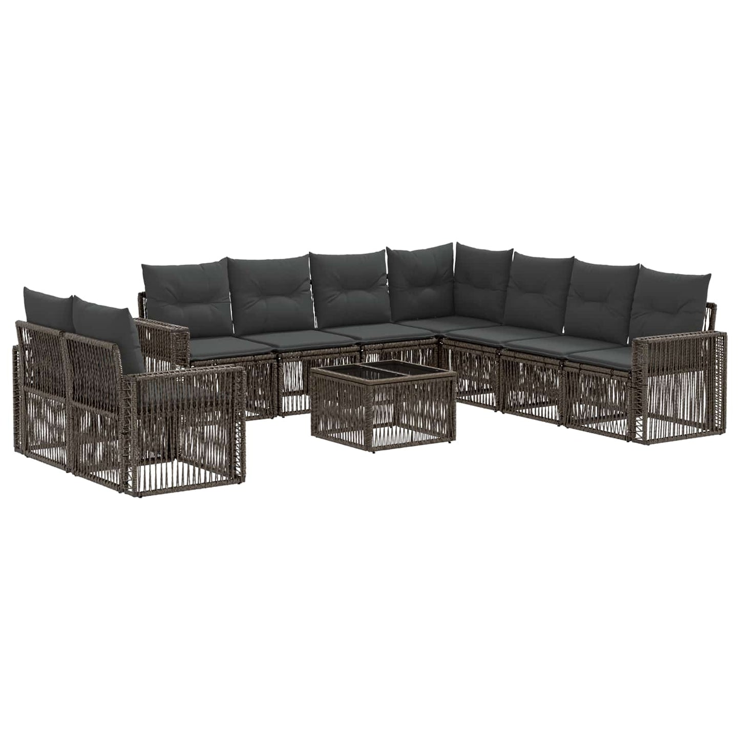 Gartensofa-set 10 stk. Grau und Dunkelgrau Poly-Rattan