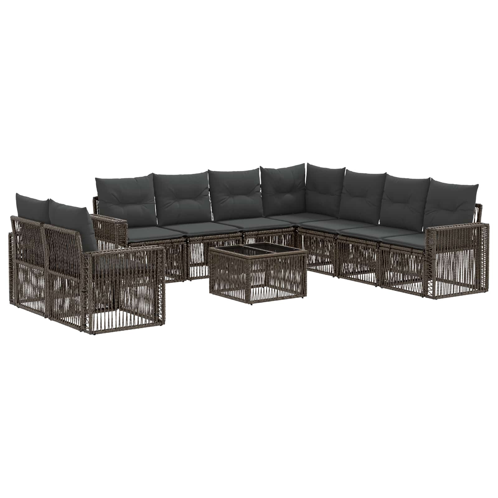 Gartensofa-set 10 stk. Grau und Dunkelgrau Poly-Rattan