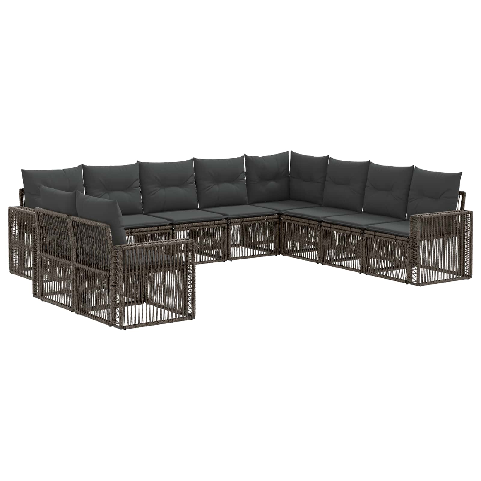 Gartensofa-set 10 pcs Grau und Dunkelgrau Poly-Rattan