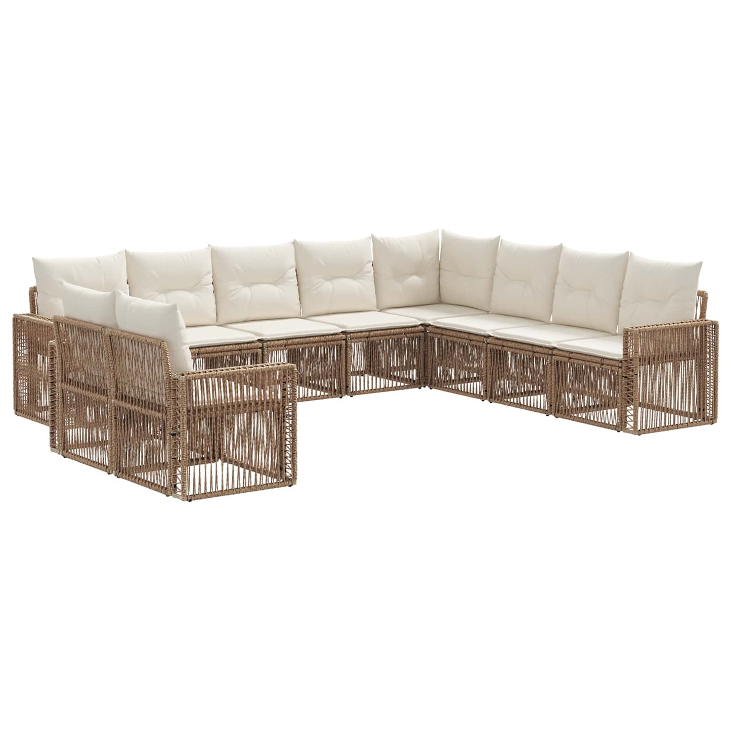 Gartensofa-set 10 pcs Beige und Cremeweiß Poly-Rattan