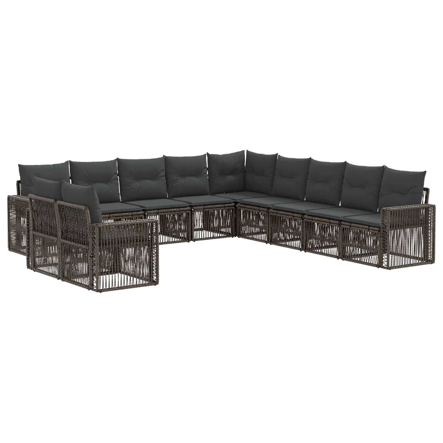 Gartensofa-set 11 pcs Grau und Dunkelgrau Poly-Rattan