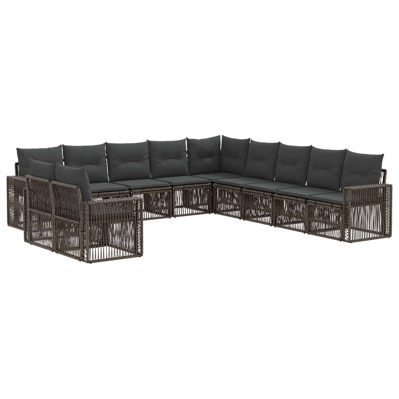 Gartensofa-set 11 pcs Grau und Dunkelgrau Poly-Rattan