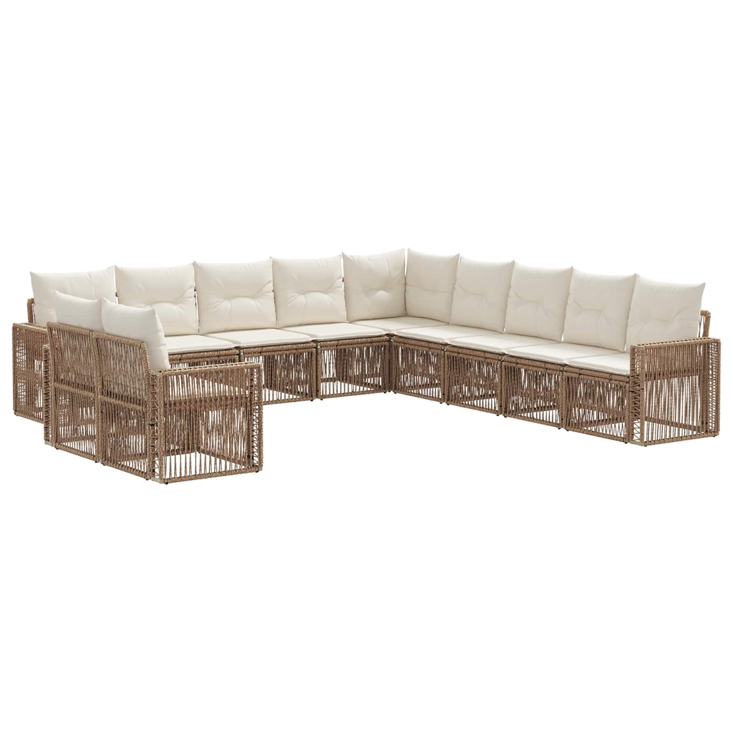 Gartensofa-set 11 pcs Beige und Cremeweiß Poly-Rattan