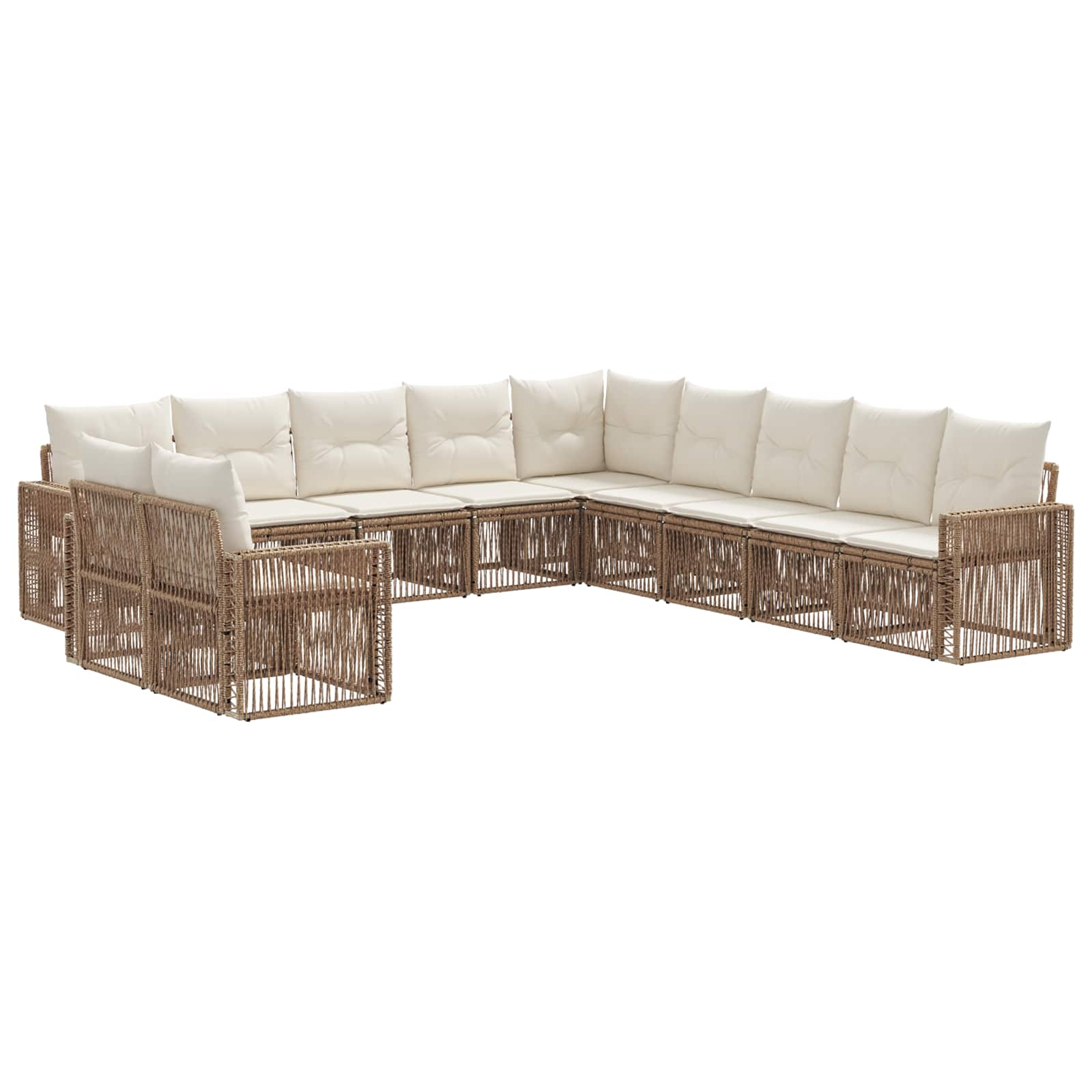 Gartensofa-set 11 pcs Beige und Cremeweiß Poly-Rattan