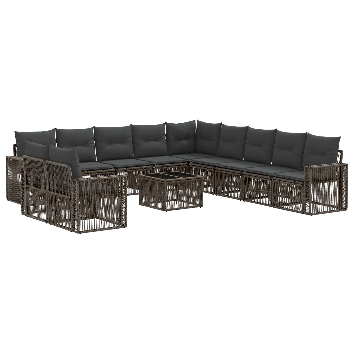 Gartensofa-set 12 stk. Grau und Dunkelgrau Poly-Rattan