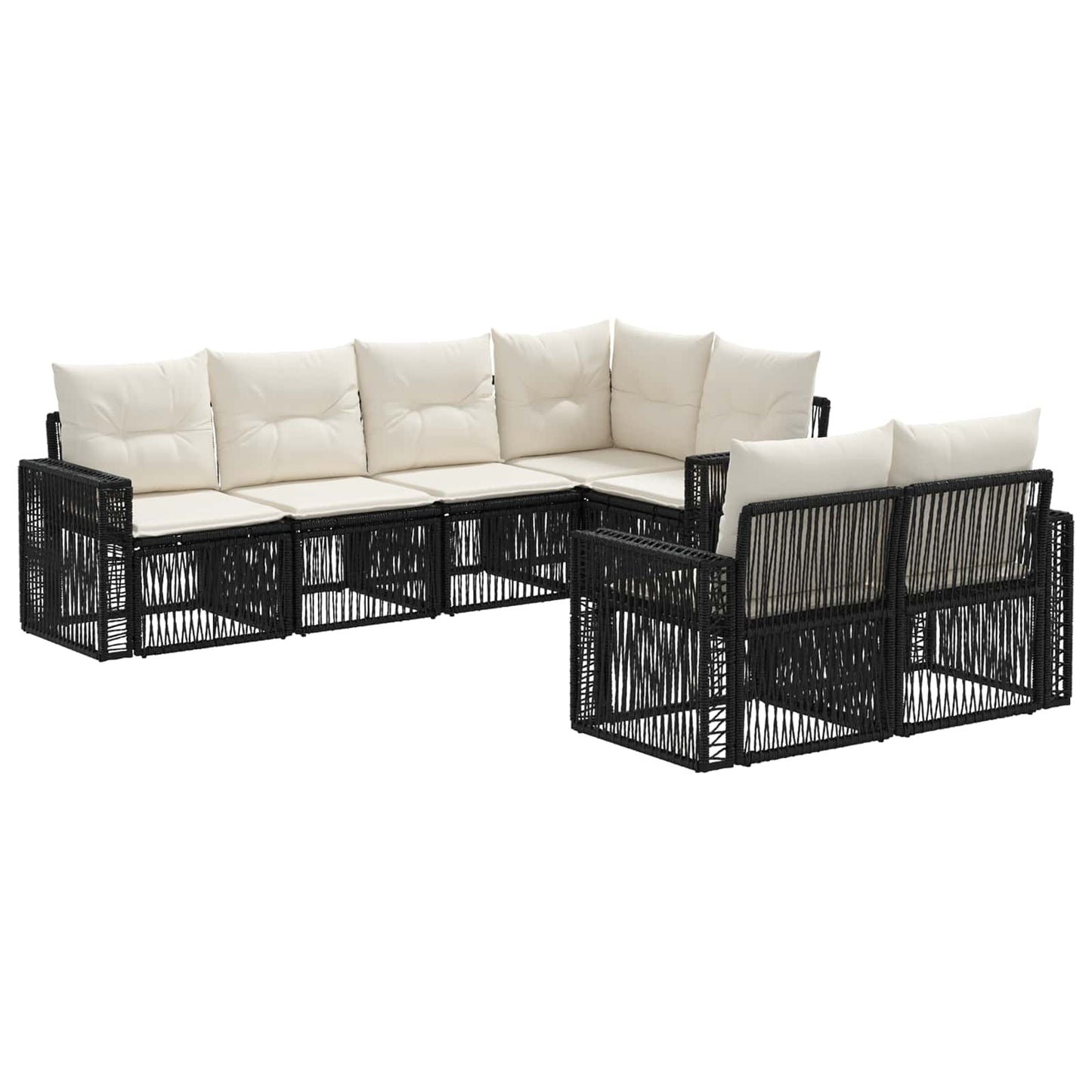 Gartensofa-set 7 stk. 7-Sitzanzahl Schwarz und Cremeweiß