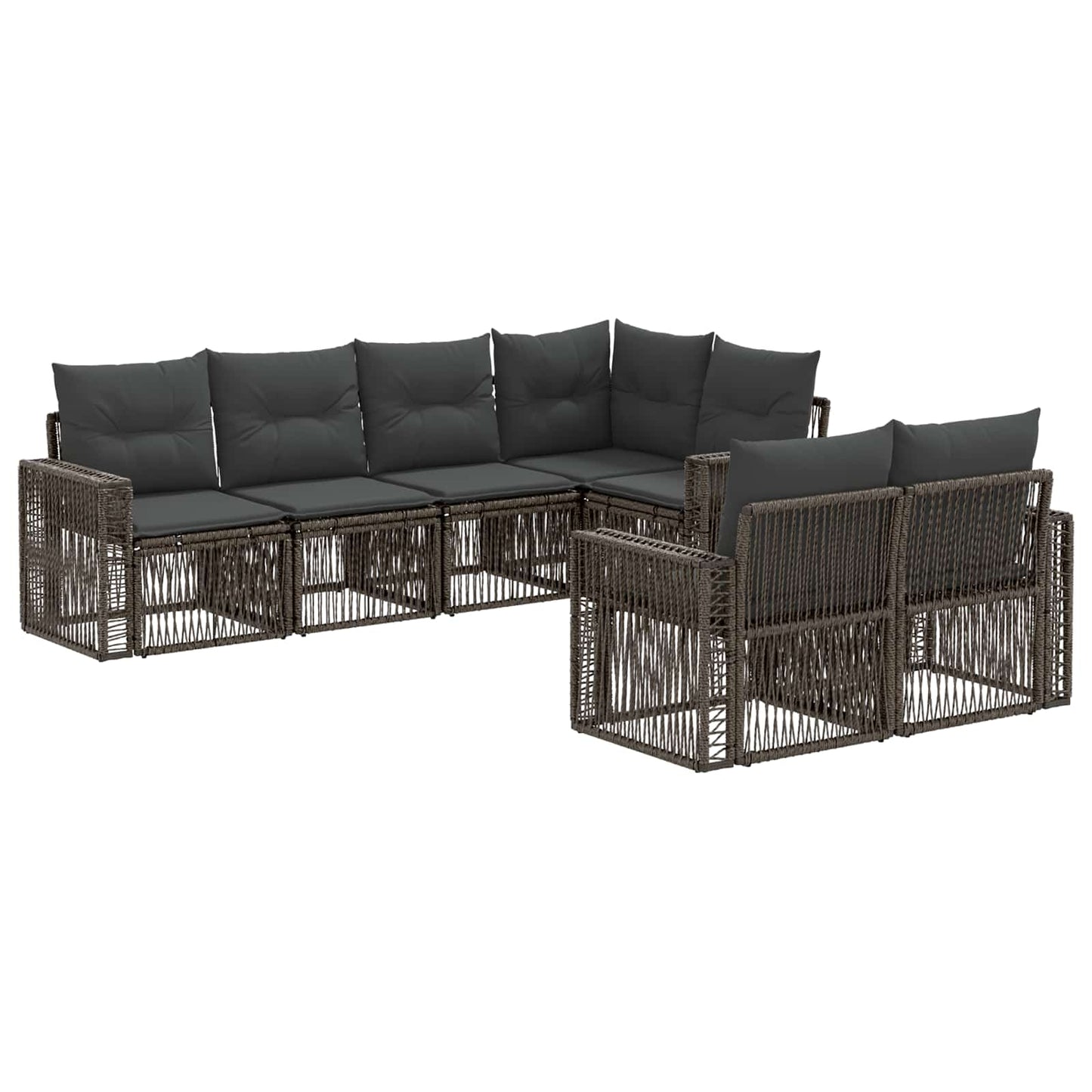 Gartensofa-set 7 stk. 7-Sitzanzahl Grau und Dunkelgrau