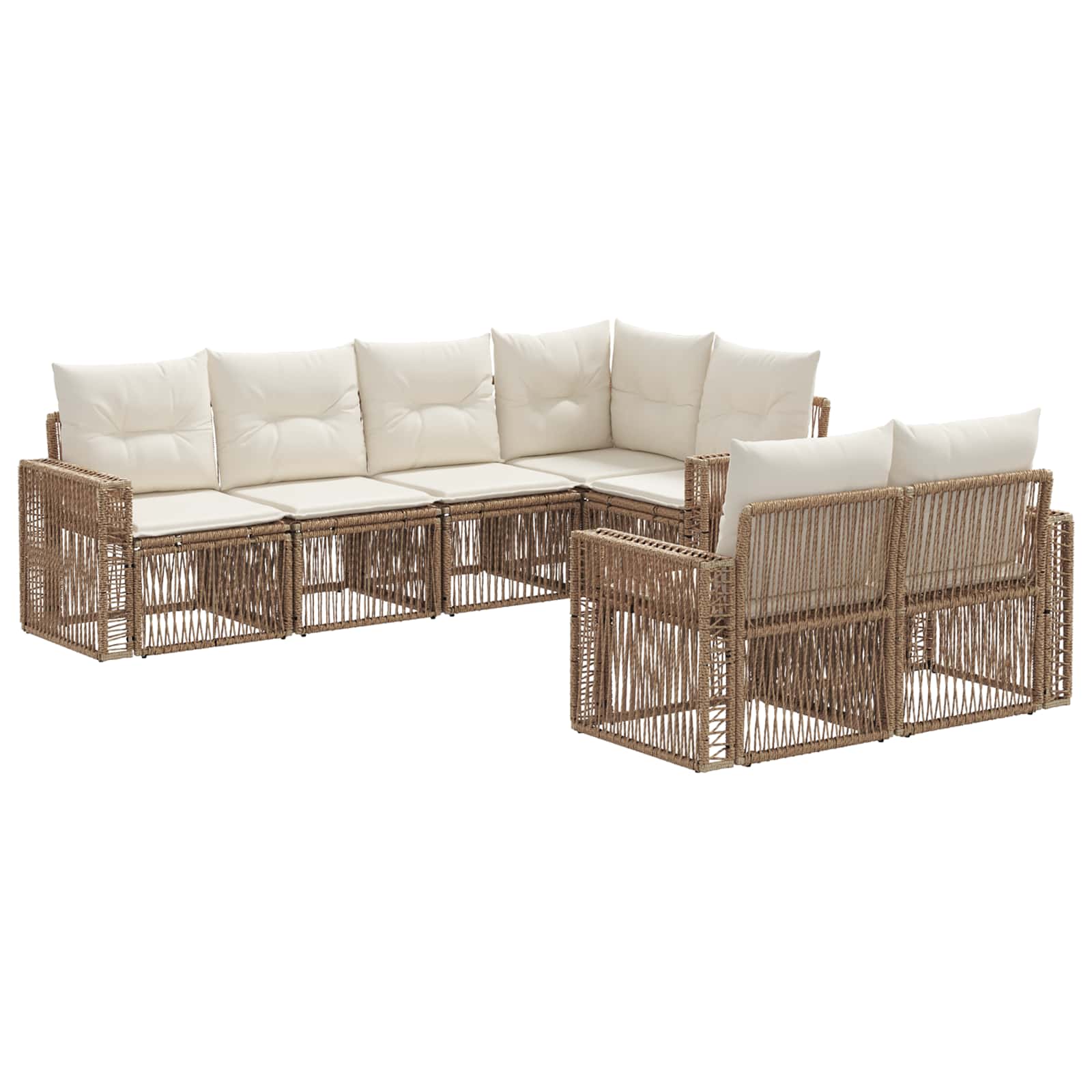 Gartensofa-set 7 stk. 7-Sitzanzahl Beige und Cremeweiß