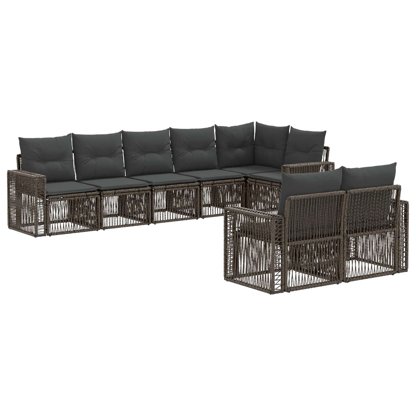 Gartensofa-set 8 pcs Grau und Dunkelgrau Poly-Rattan