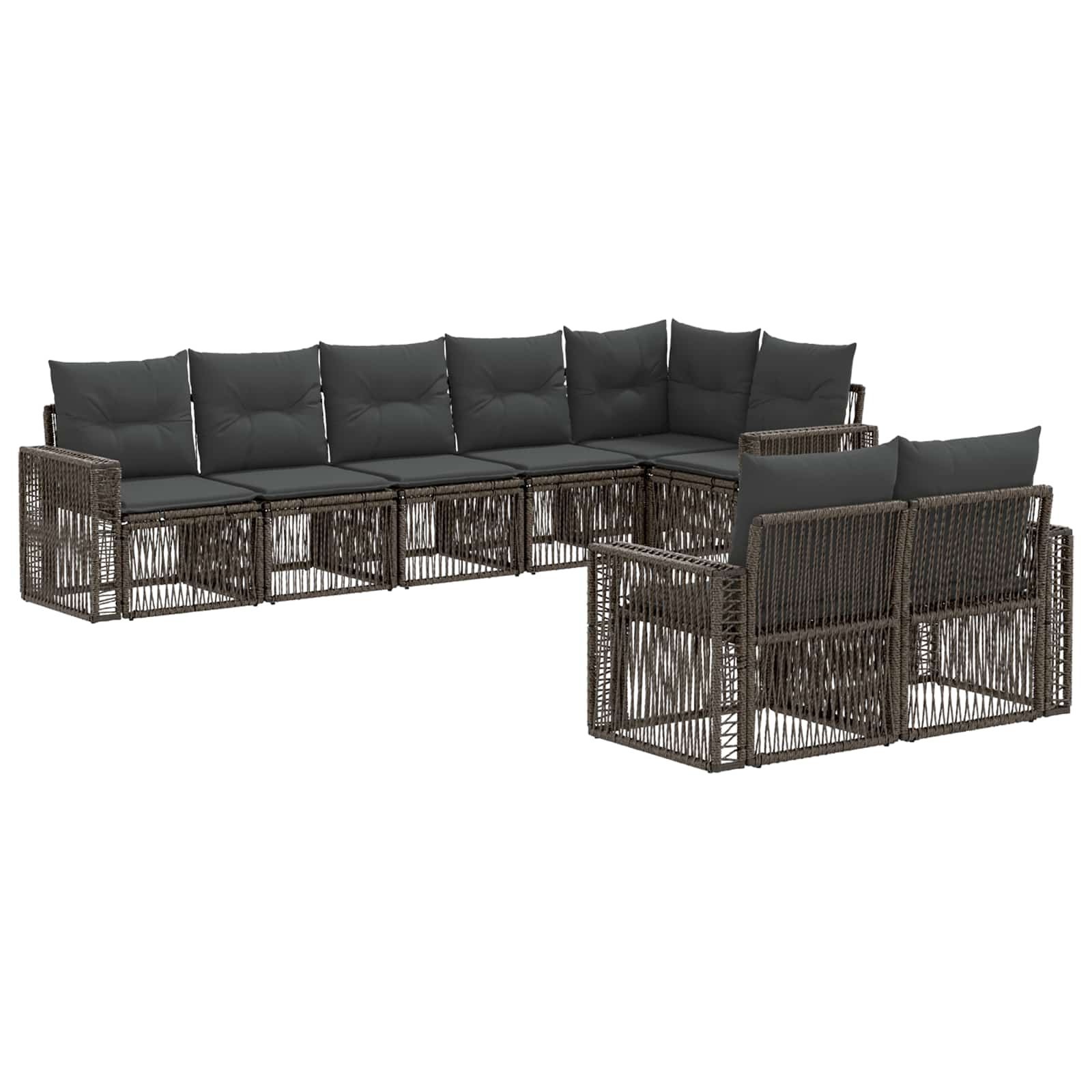 Gartensofa-set 8 pcs Grau und Dunkelgrau Poly-Rattan