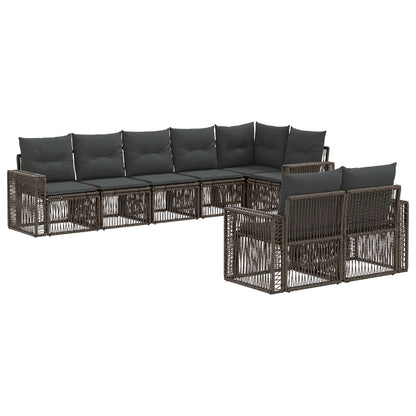 Gartensofa-set 8 stk. Grau und Dunkelgrau Poly-Rattan