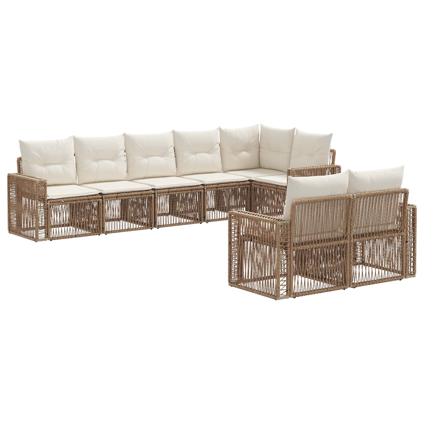 Gartensofa-set 8 pcs Beige und Cremeweiß Poly-Rattan