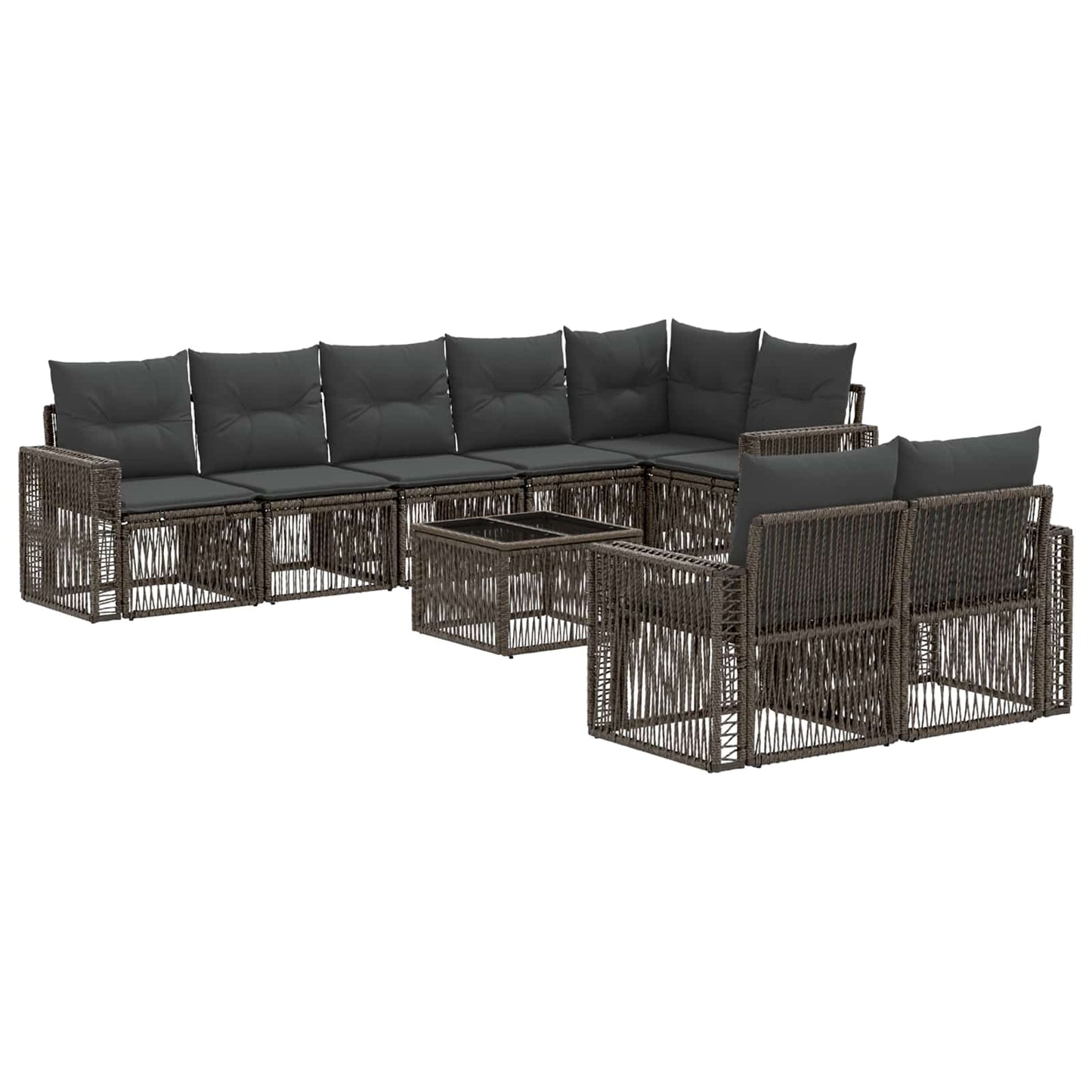 Gartensofa-set 9 stk. Grau und Dunkelgrau Poly-Rattan