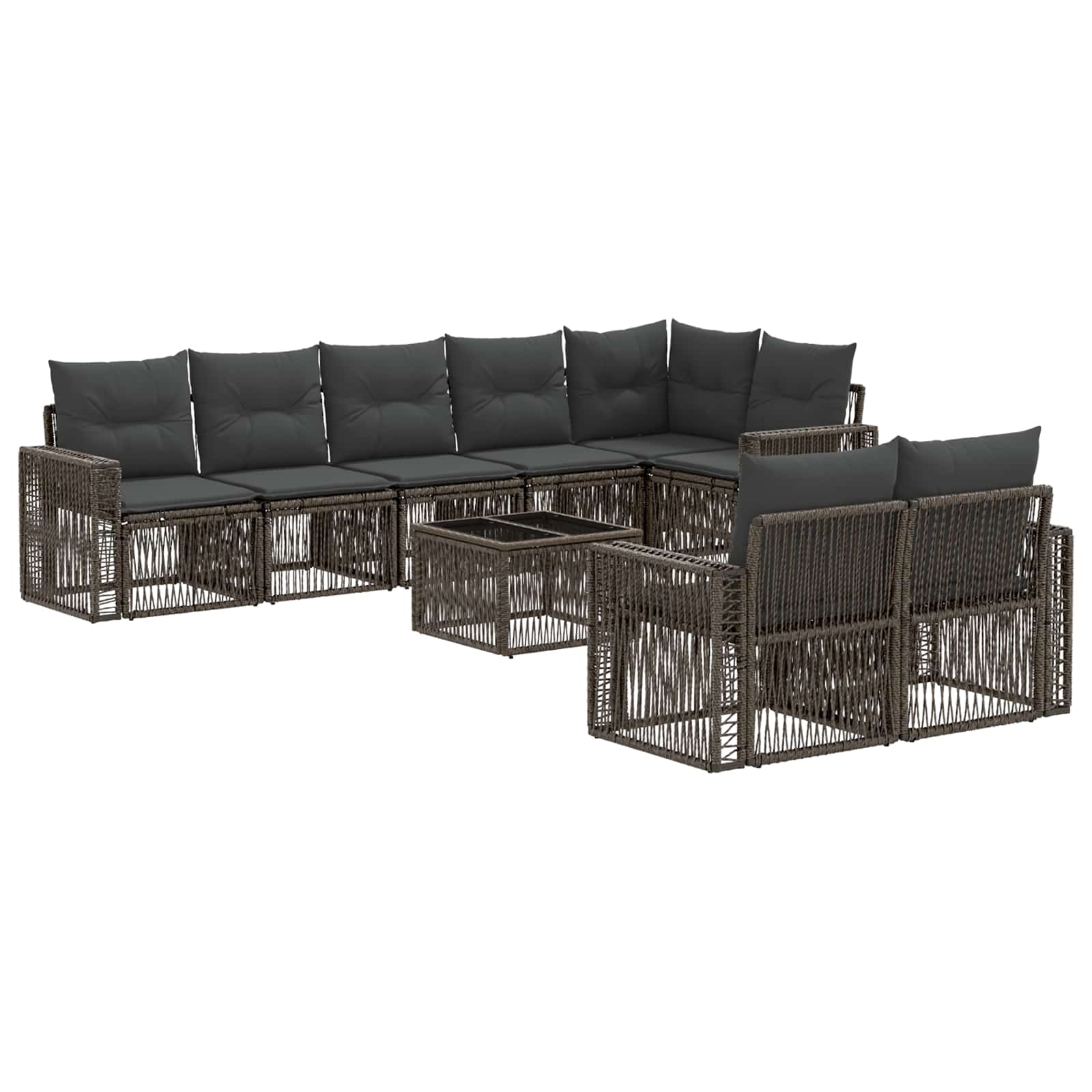 Gartensofa-set 9 stk. Grau und Dunkelgrau Poly-Rattan