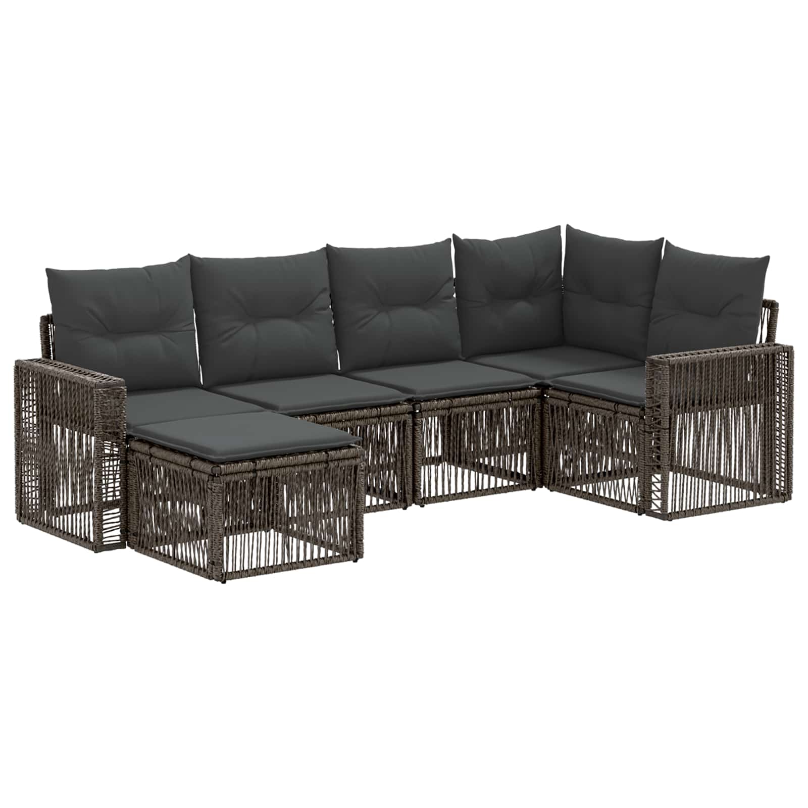 Gartensofa-set 6 stk. Grau und Dunkelgrau Poly-Rattan