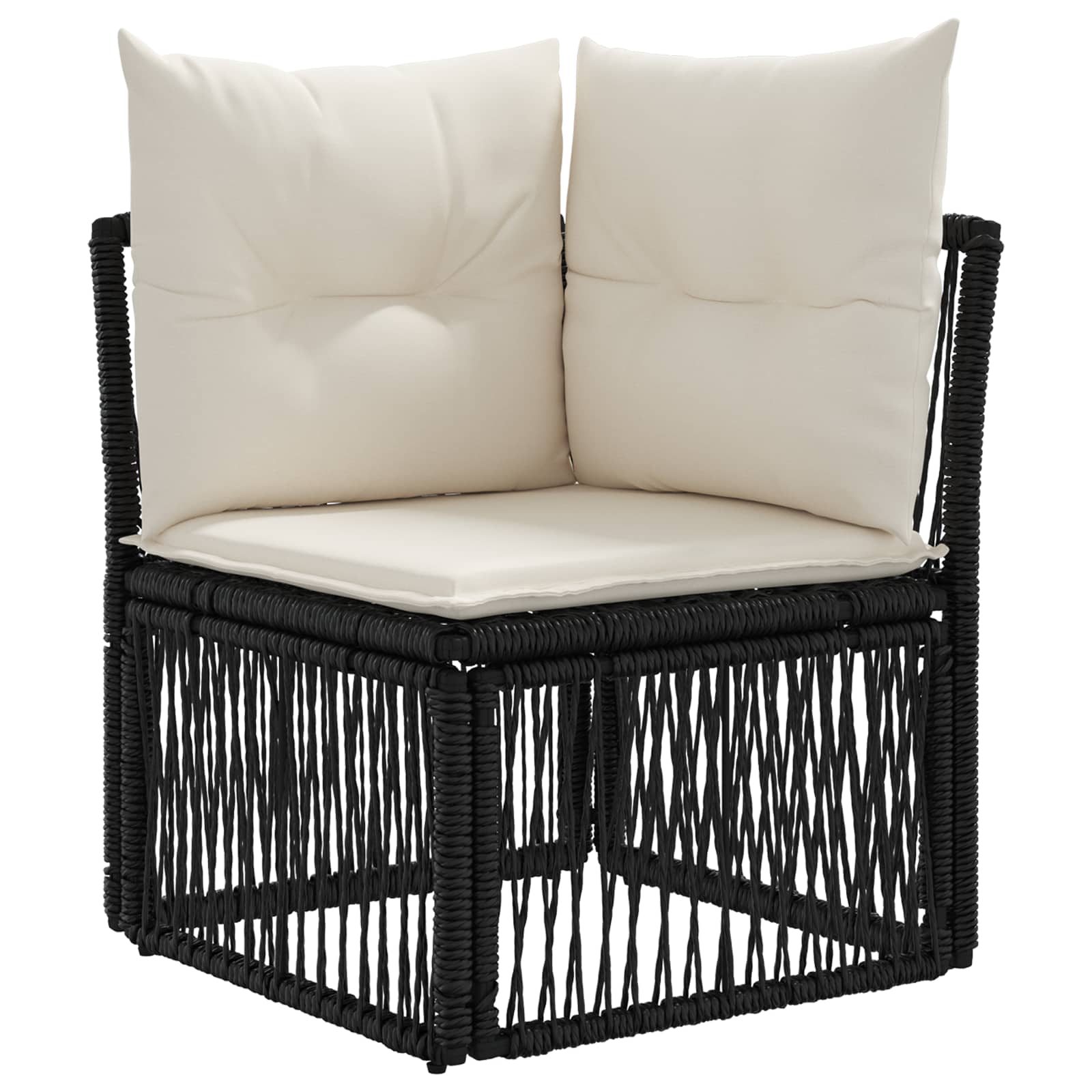 Gartensofa-set 7 stk. Schwarz und Cremeweiß Poly-Rattan