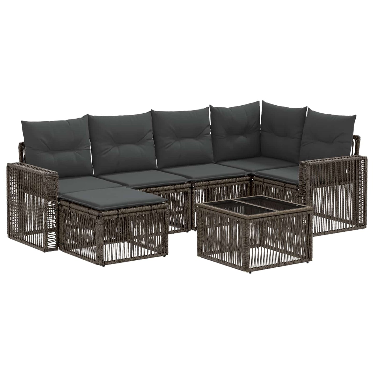 Gartensofa-set 7 stk. Grau und Dunkelgrau Poly-Rattan