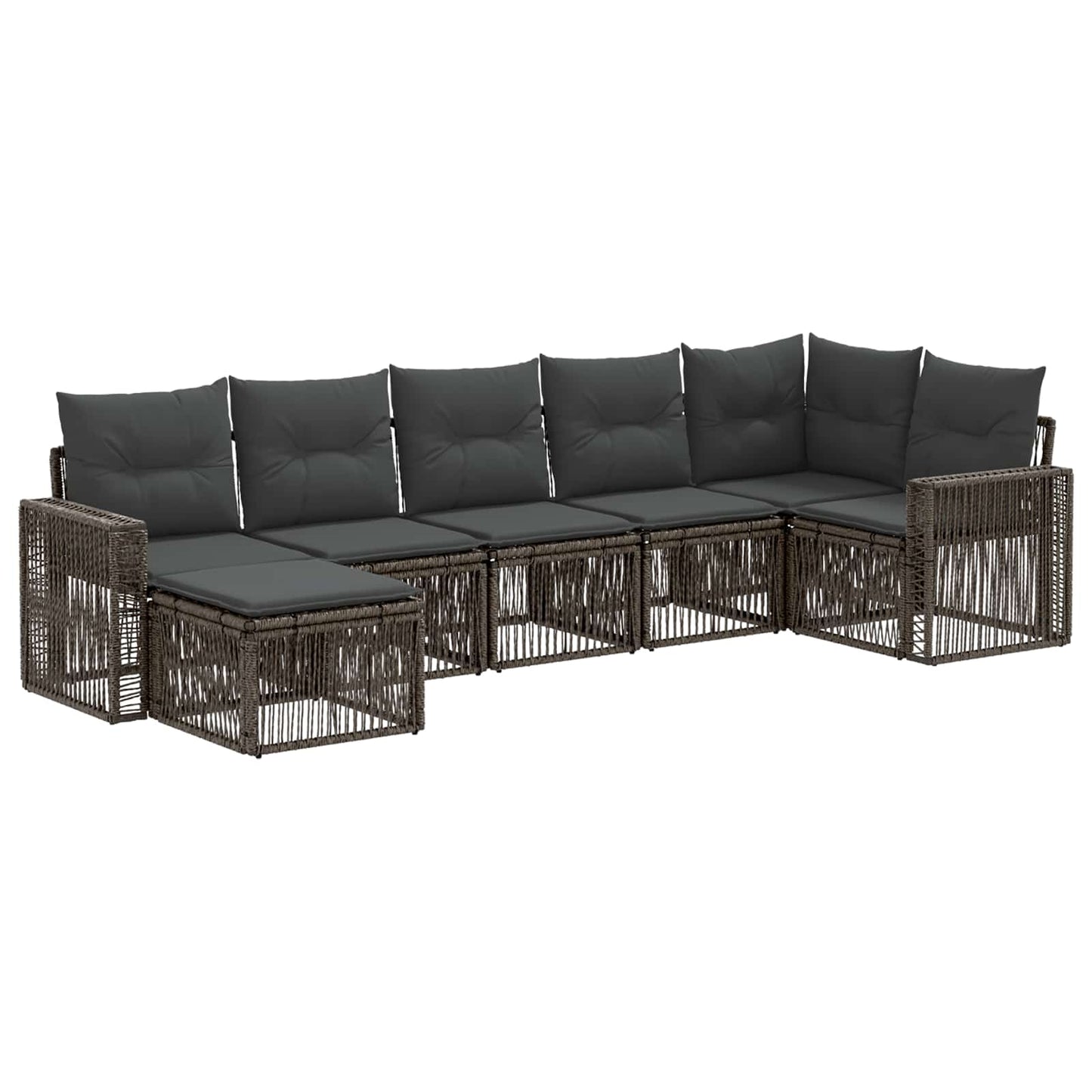 Gartensofa-set 7 pcs Grau und Dunkelgrau Poly-Rattan