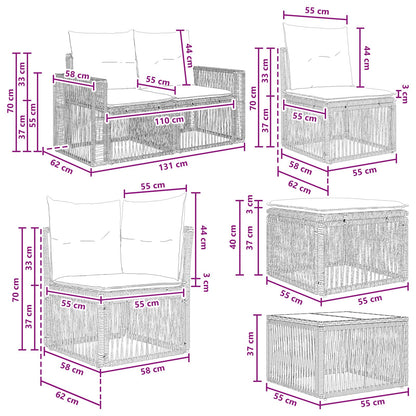 Gartensofa-set 8 stk. Schwarz und Cremeweiß Poly-Rattan