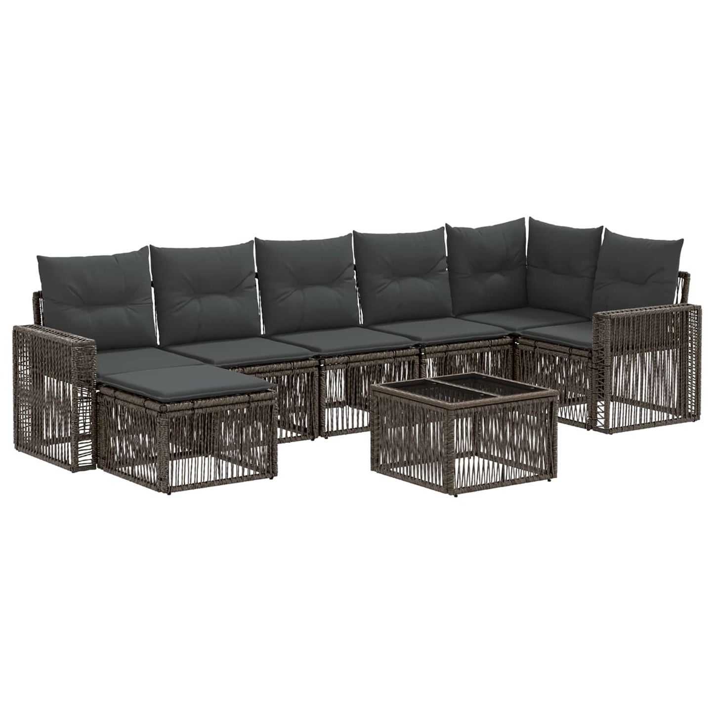 Gartensofa-set 8 stk. Grau und Dunkelgrau Poly-Rattan
