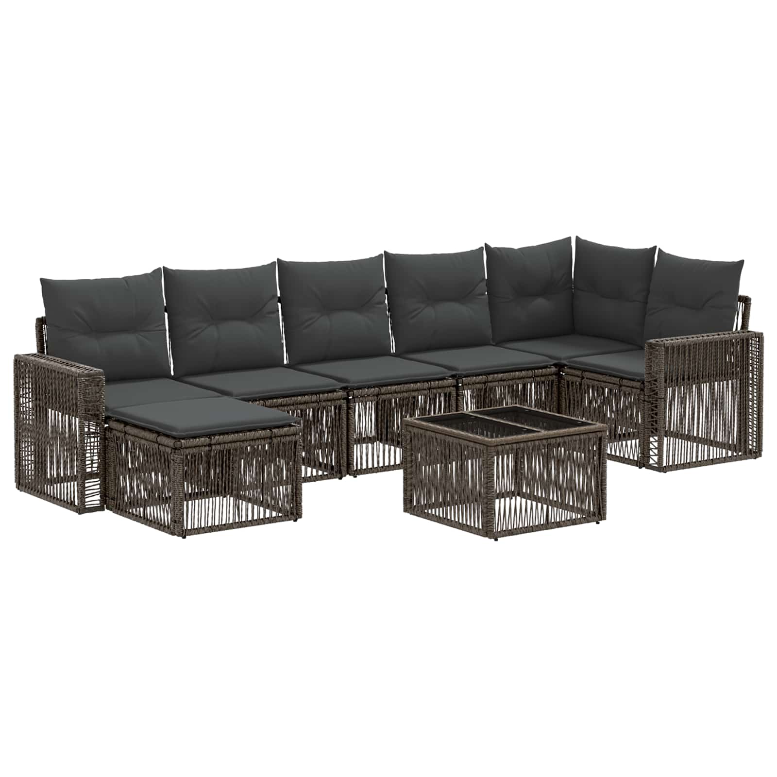 Gartensofa-set 8 stk. Grau und Dunkelgrau Poly-Rattan