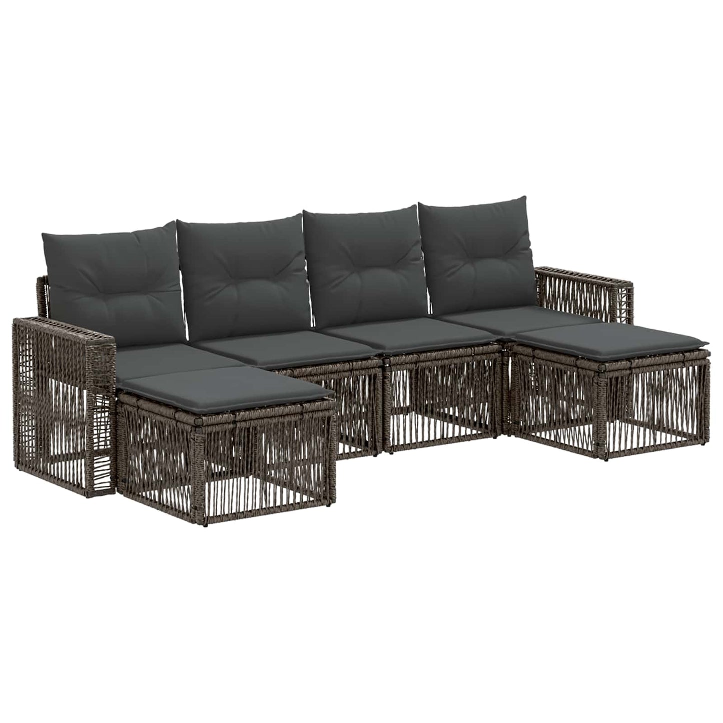 Gartensofa-set 6 stk. Grau und Dunkelgrau Poly-Rattan